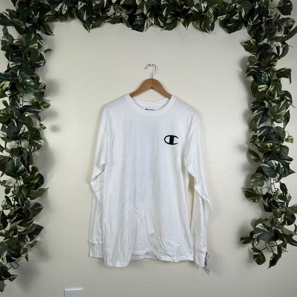 Champion Graphic Long Sleeve Crewneck Shirt White NWT Men’s Size M - Picture 1 of 7